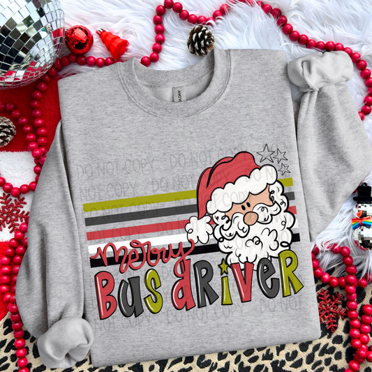 RETRO STRIPE SANTA BUS DRIVER - DTF TRANSFER