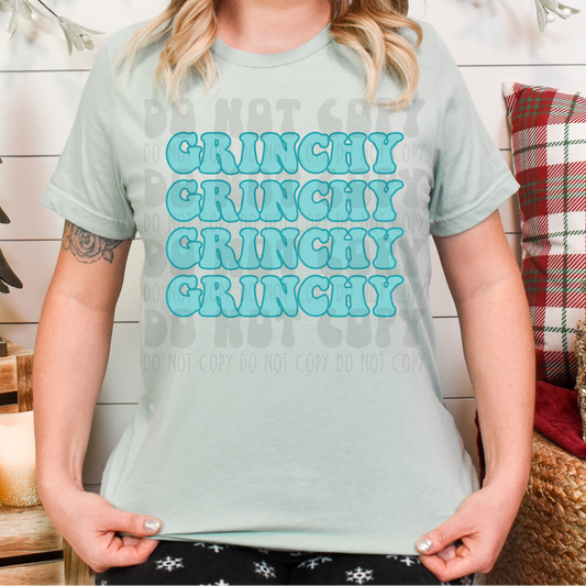 GRINCHY STACKED -TEAL- DTF TRANSFER