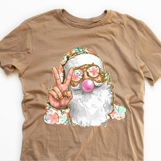 PINK FLORAL PATTERN SANTA - DTF TRANSFER