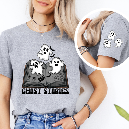 GHOST STORIES GREY BOOK/BLK LETTERS W/ POCKET - DTF TRANSFER
