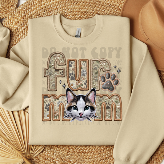 FUR MOM - SNOWSHOE - FAUX EMBROIDERY - DTF TRANSFER