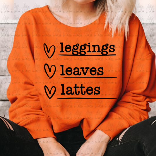 LEGGINGS LEAVES LATTES - BLACK - DTF TRANSFER
