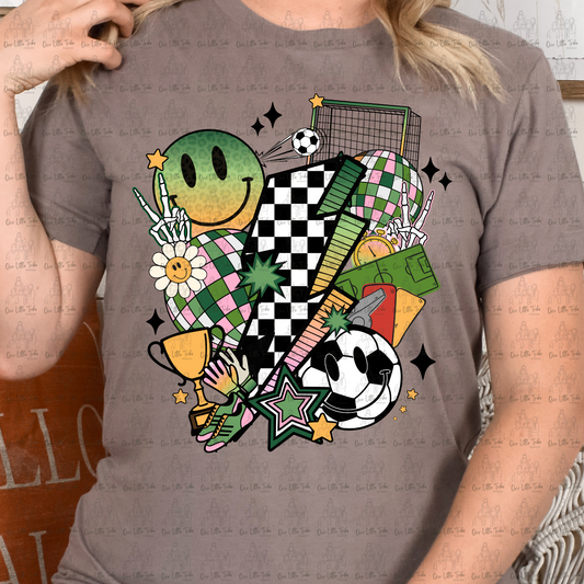 SOCCER BOLT COLLAGE - NO GRUNGE - DTF TRANSFER