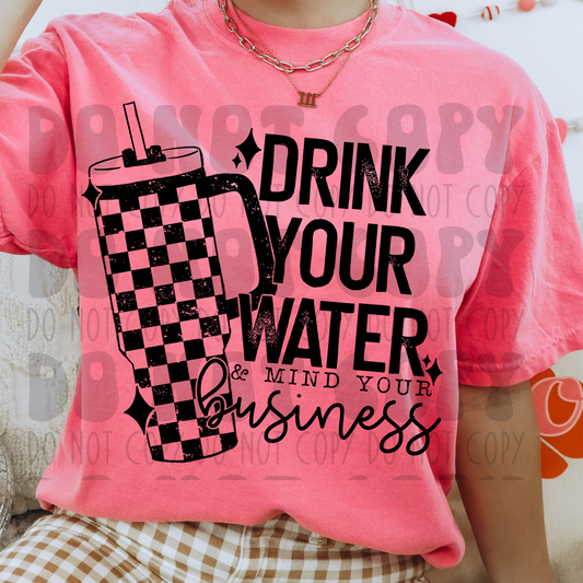 DRINK YOUR WATER & MIND YOUR BUSINESS - DTF TRANSFER