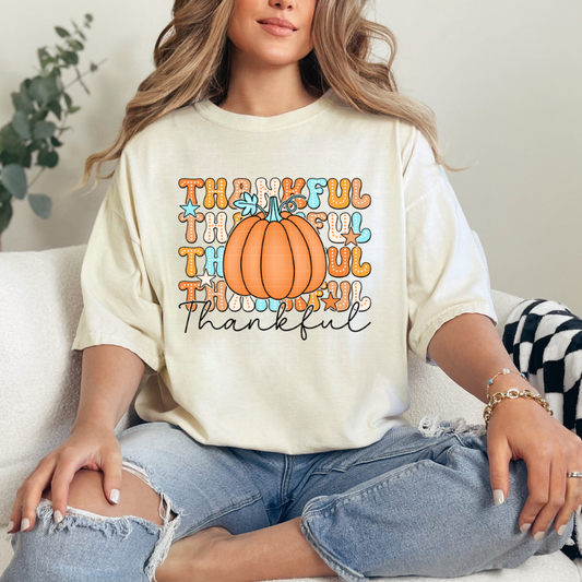 THANKFUL STACKED WITH PUMPKIN - DTF TRANSFER