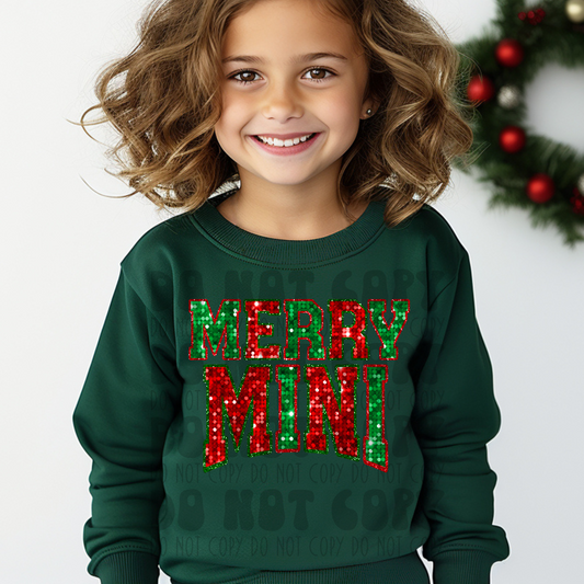 MERRY MINI RED/GREEN FAUX SEQUIN - DTF TRANSFER