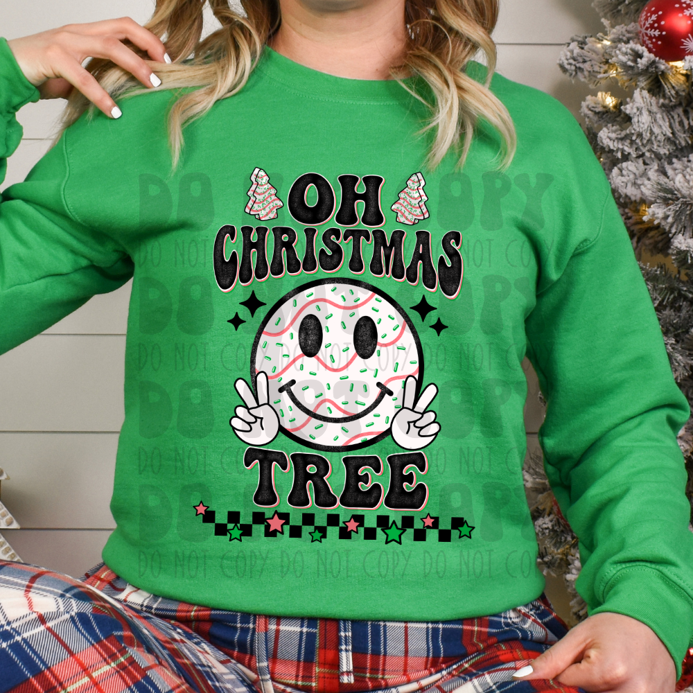 OH CHRISTMAS TREE CAKE - DISTRESSED - DTF TRANSFER