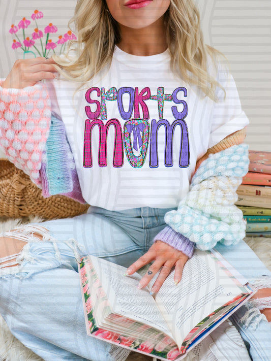 FLORAL SPORTS MOM - DTF TRANSFER