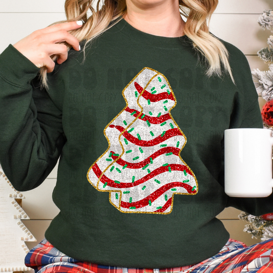 TREE CAKE - FAUX GLITTER - DTF TRANSFER
