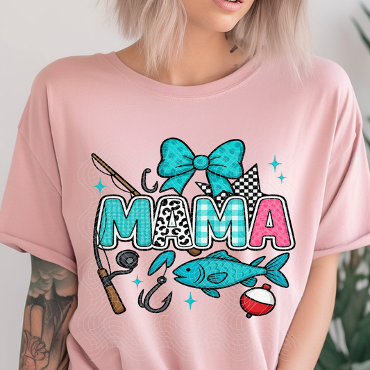 MAMA WITH BLUE FISH - DTF TRANSFER