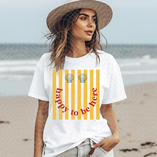 HAPPY TO BE HERE STRIPE - DTF TRANSFER