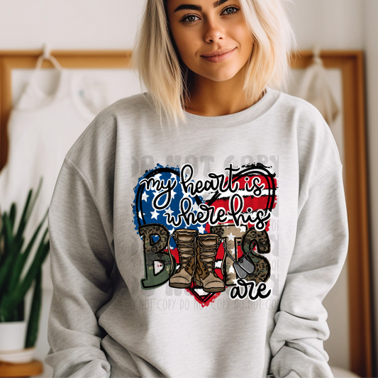 MY HEART IS WHERE HIS BOOTS ARE - DTF TRANSFER