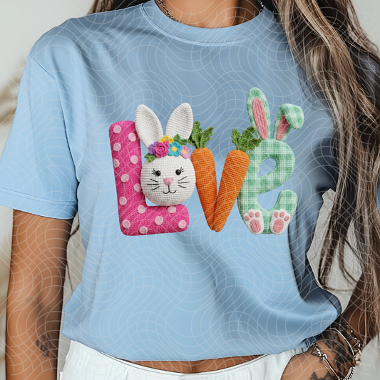 FAUX YARN LOVE BUNNY HEAD - DTF TRANSFER