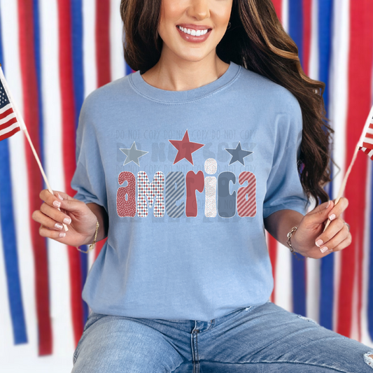 AMERICA WASHED PATTERNS - DTF TRANSFER