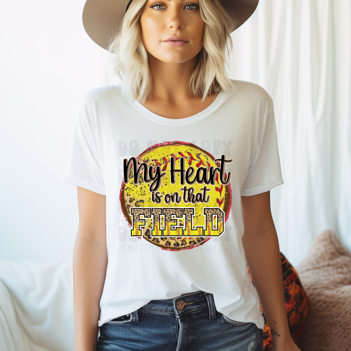 MY HEART IS ON THAT FIELD SOFTBALL - DTF TRANSFER