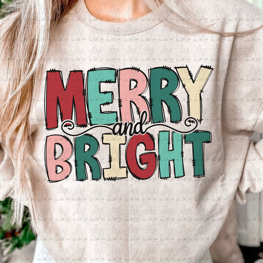 MERRY AND BRIGHT - NO DISTRESS - DTF TRANSFER