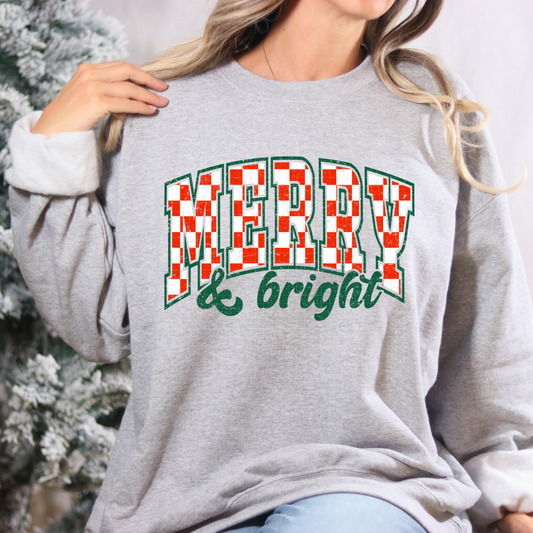 CHECKERED MERRY & BRIGHT - DTF TRANSFER