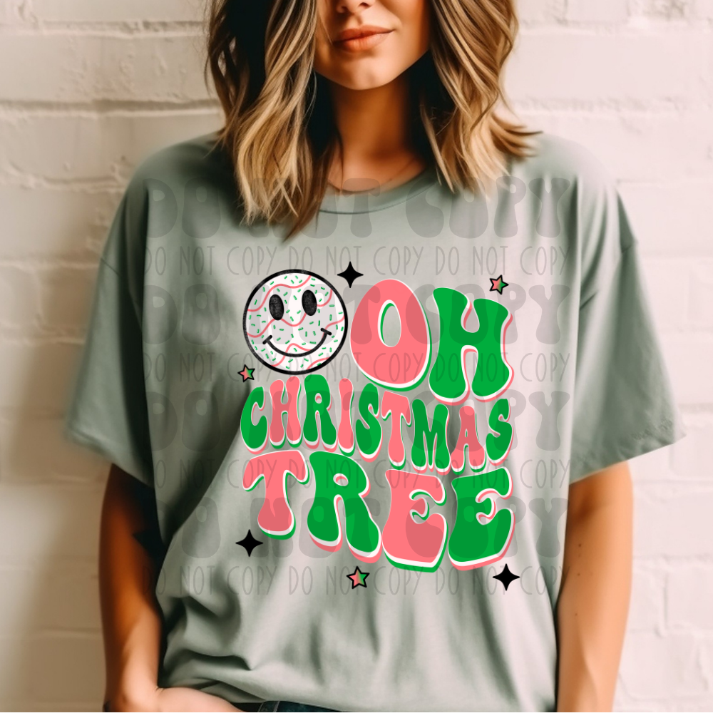 OH CHRISTMAS TREE PINK/GREEN - DTF TRANSFER