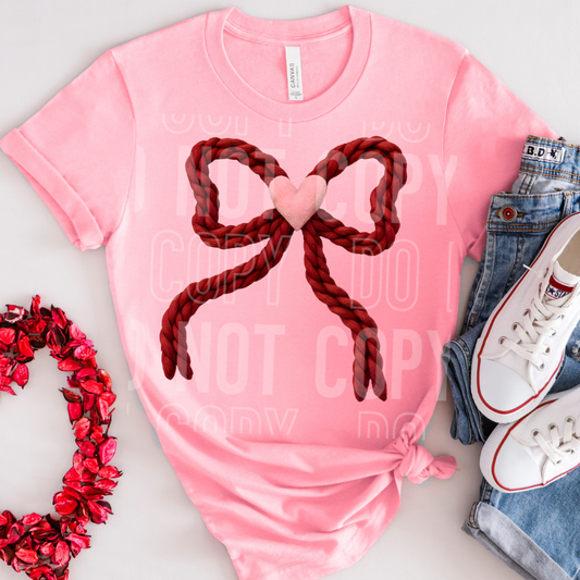 FAUX YARN BOW HEART - DTF TRANSFER