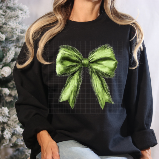 GREEN FUR BOW - DTF TRANSFER