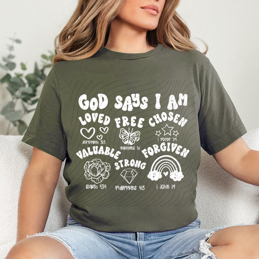 GOD SAYS I AM WHT - DTF TRANSFER