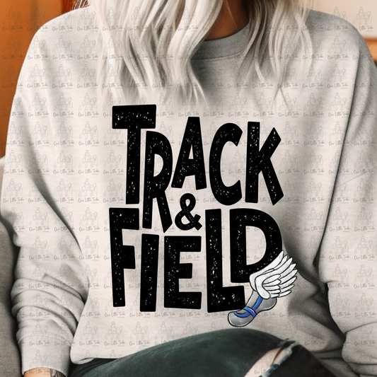 TRACK AND FIELD DISTRESSED - BLACK - DTF TRANSFER