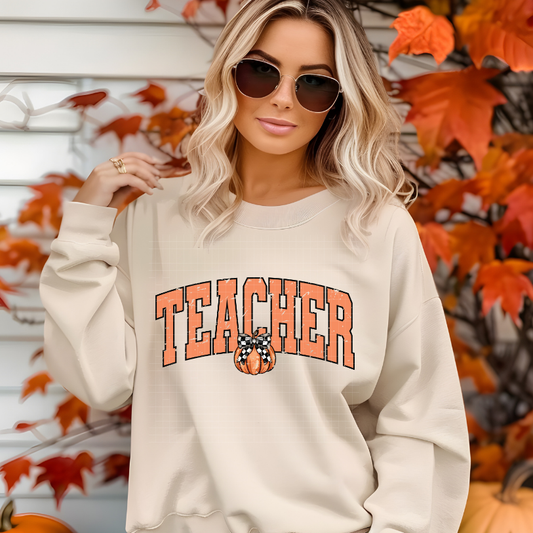 PUMPKIN TEACHER DISTRESSED - DTF TRANSFER