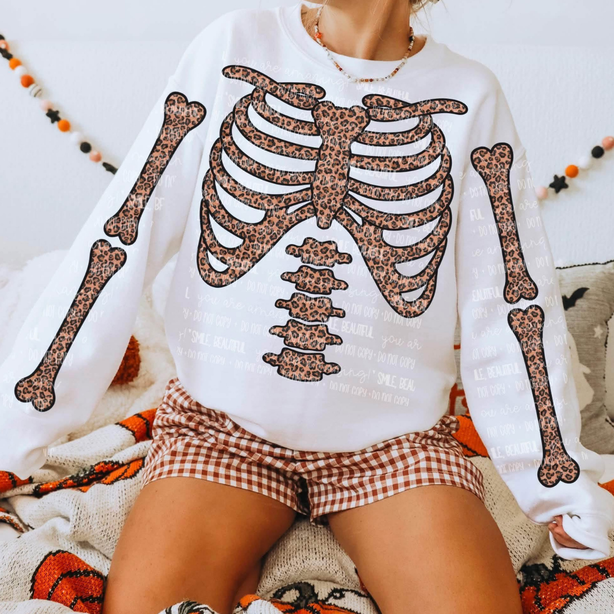 LEOPARD SKELETON WITH ARMS - DTF TRANSFER