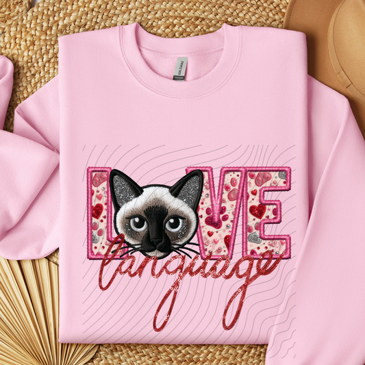 CAT - SIAMESE, FAUX EMBROIDERY & FAUX SEQUINS - DTF TRANSFER