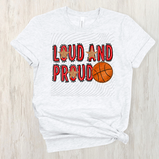 BASKETBALL LOUD AND PROUD, RED - DTF TRANSFER
