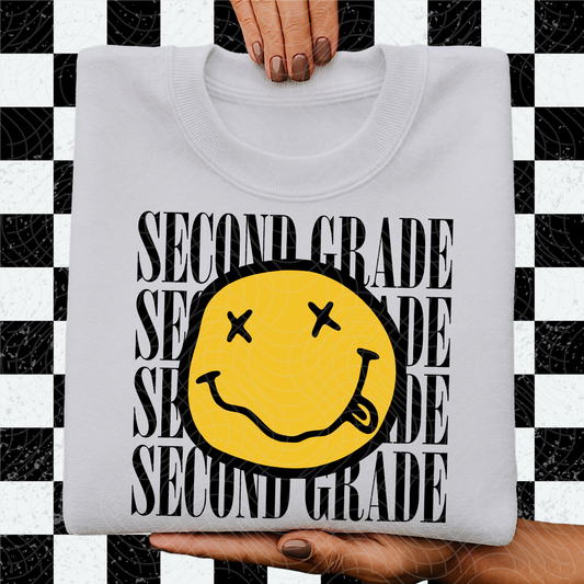 SECOND GRADE SMILEY BLK - DTF TRANSFER