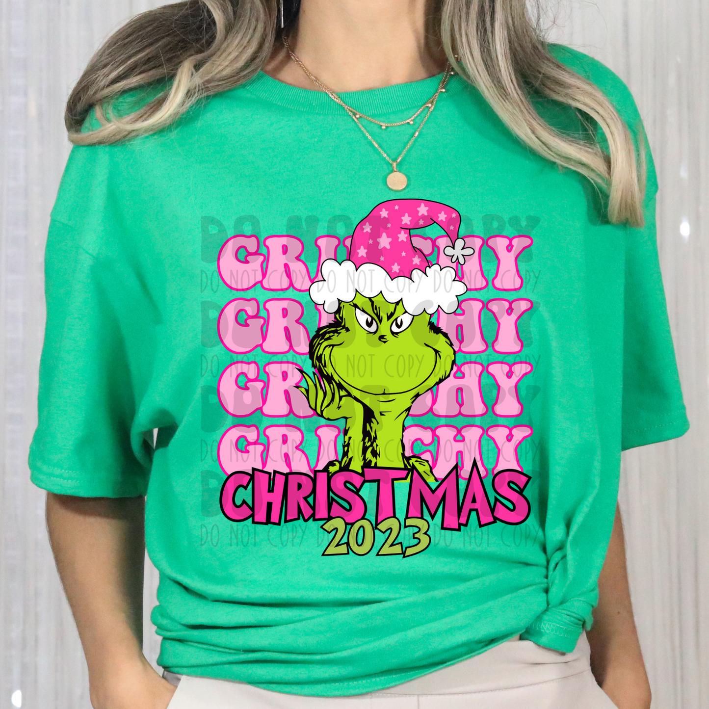 GRINCHY STACKED GREEN GUY CHRISTMAS 2023 - PINK - DTF TRANSFER