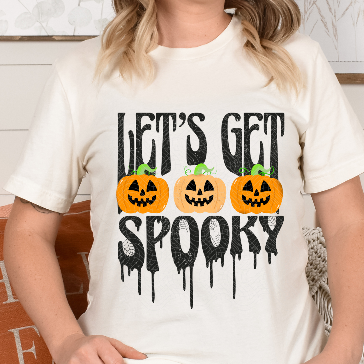 LET'S GET SPOOKY, BLK ORANGE - DTF TRANSFER