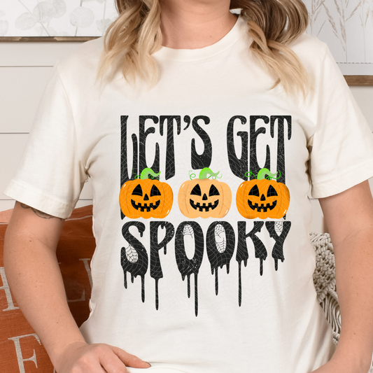 LET'S GET SPOOKY, BLK ORANGE - DTF TRANSFER