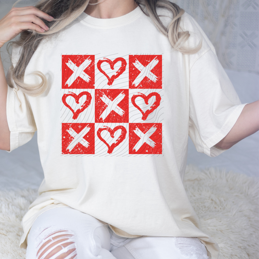 Xs AND HEARTS RED - DTF TRANSFER