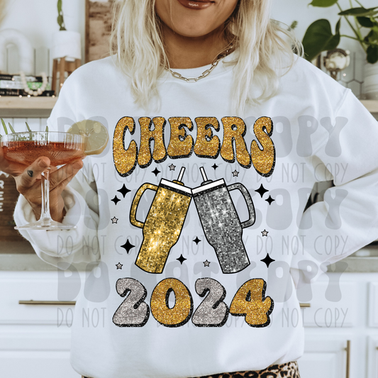 CHEERS 2024 - FAUX GLITTER - DTF TRANSFER
