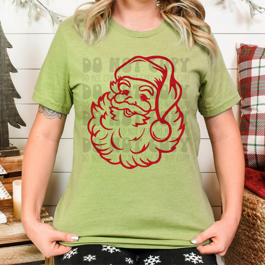 RED SANTA OUTLINE - DTF TRANSFER