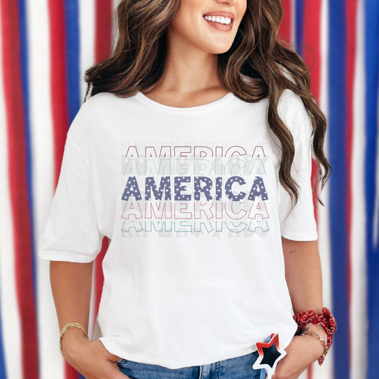 AMERICA STACKED LIGHTER COLORS - DTF TRANSFER