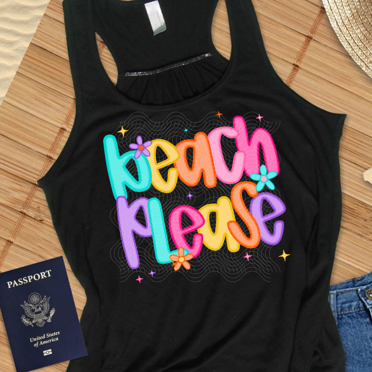 BEACH PLEASE BRIGHT - DTF TRANSFER