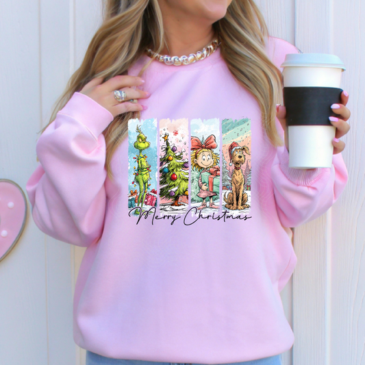 MERRY CHRISTMAS BRUSHSTROKE CHARACTER, BLK TEXT - DTF TRANSFER