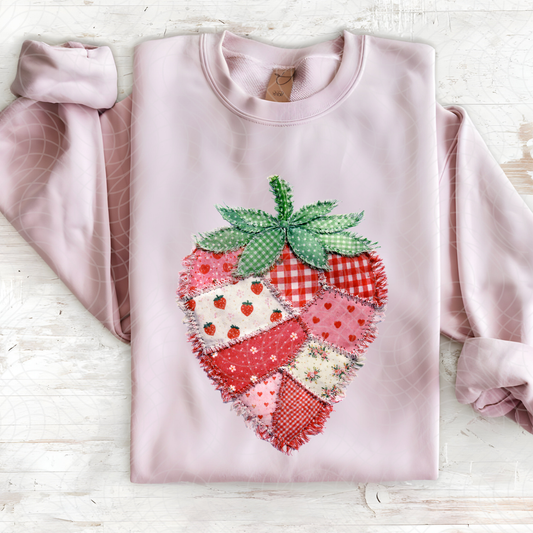 STRAWBERRY FAUX PATCHWORK - DTF TRANSFER