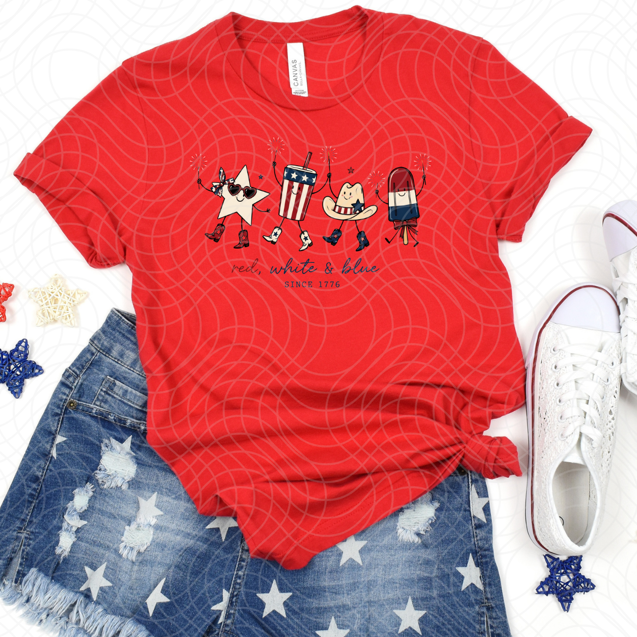 RED WHITE BLUE ELEMENTS, OFFWHT STAR - DTF TRANSFER