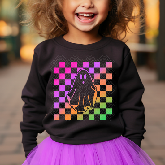 CHECKERED MULTICOLOR GHOST - DTF TRANSFER