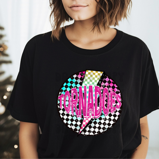 TORNADOES CHECKERED CIRCLE - DTF TRANSFER