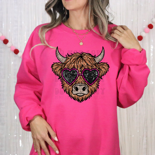 SUNGLASS COW FAUX SEQUINS - DTF TRANSFER