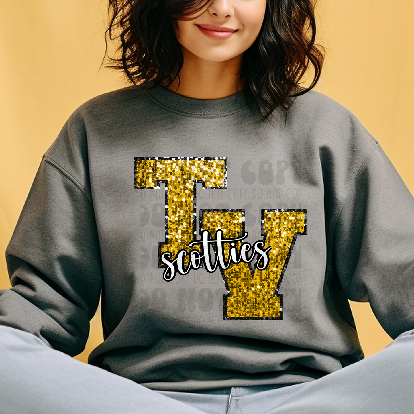 TV SCOTTIES FAUX SEQUINS MASCOT - DTF TRANSFER