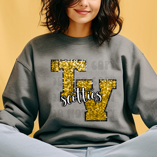 TV SCOTTIES FAUX SEQUINS MASCOT - DTF TRANSFER