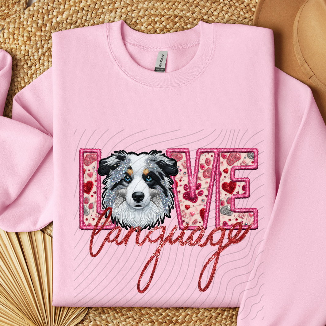 AUSSIE MERLE, FAUX EMBROIDERY & FAUX SEQUINS - DTF TRANSFER