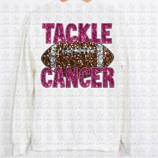 TACKLE CANCER FOOTBALL - FAUX SEQUIN - DTF TRANSFER