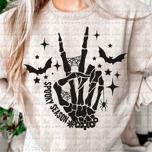 SPOOKY SEASON HAND - BLACK - DTF TRANSFER